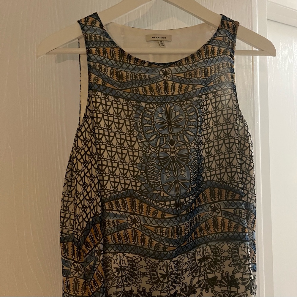 Max Studio Tunic Blue White XS